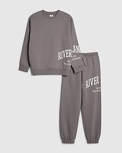 Boys Grey River Hoodie And Joggers Set