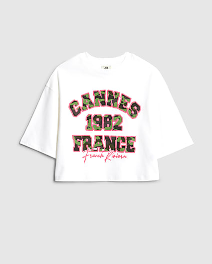 Girls White Cannes Camouflage T-Shirt