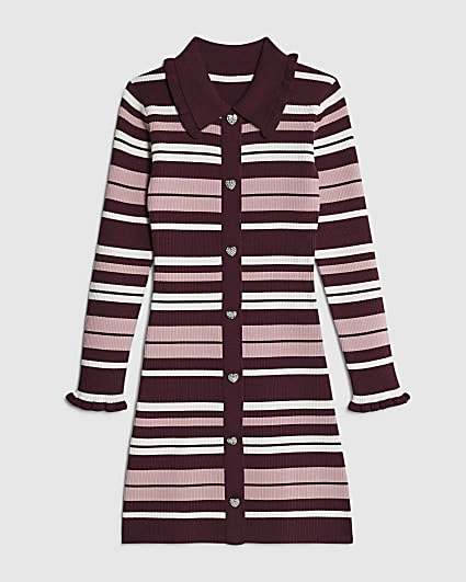 Girls Red Stripe Polo Dress