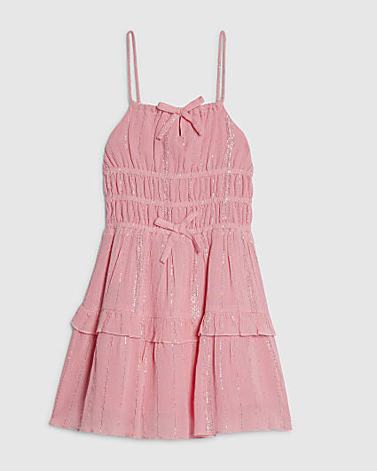 Mini Girls Pink Tiered Dress