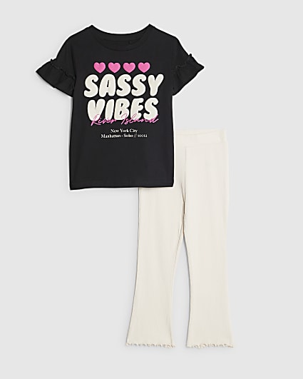 Mini Girls Black Sassy Vibes T-Shirt Set