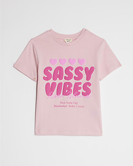 Mini Girls Pink Sassy Vibes T-Shirt Set