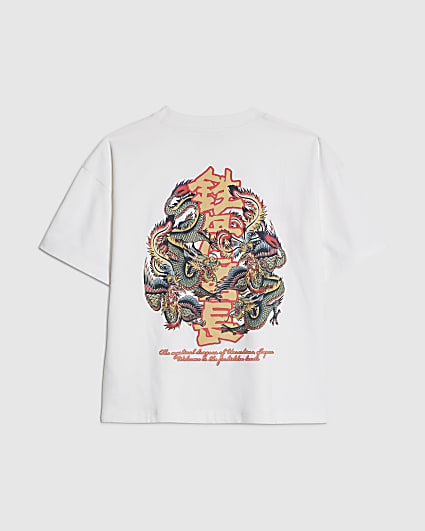Boys White Japanese Dragon T-Shirt