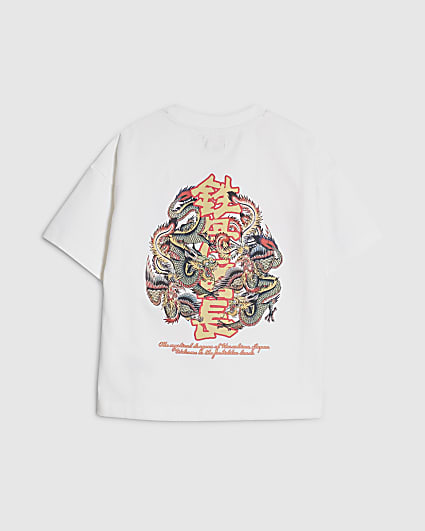 Mini Boys White Japanese Dragon T-Shirt