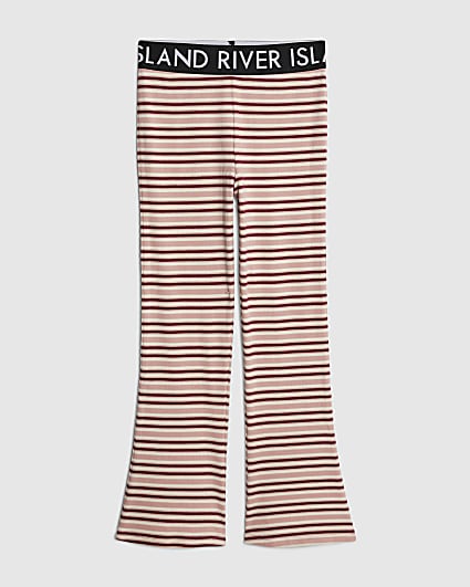 Girls Pink Stripe Flared Trousers