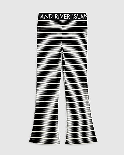 Girls Black Stripe Flared Trousers