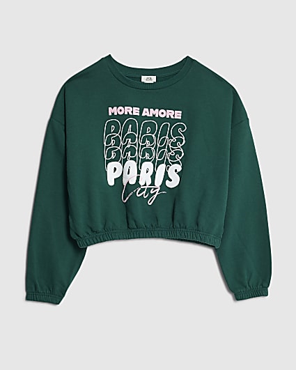 Girls Green Paris City Sweatshirt
