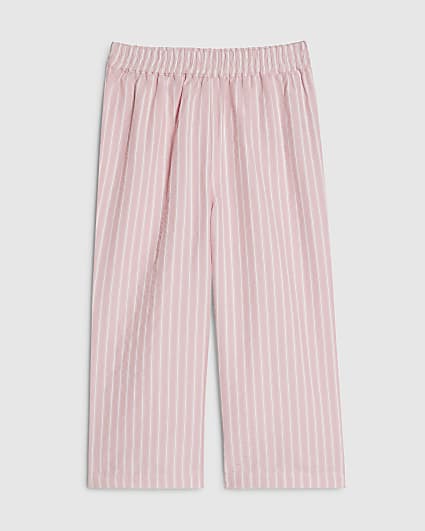 Mini Girls Pink Stripe Wide Leg Trousers