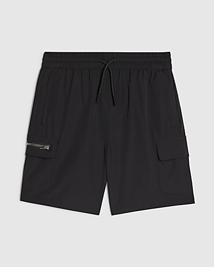 Boys Black Zip Cargo Shorts