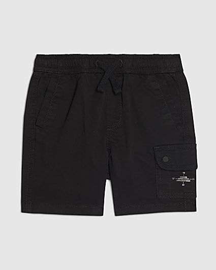 Mini Boys Black Twill Cargo Shorts