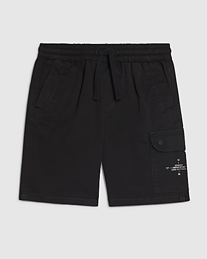 Boys Black Twill Cargo Shorts
