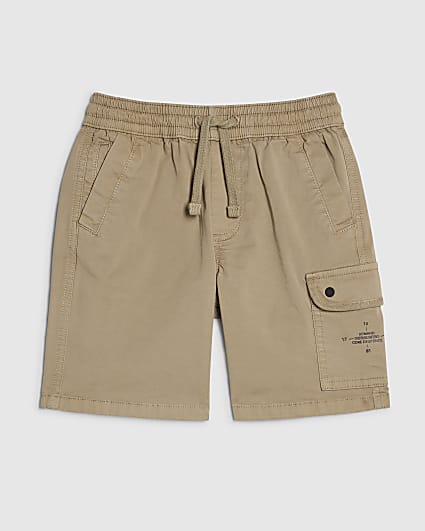 Boys Beige Twill Cargo Shorts