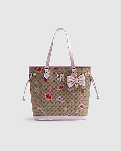 Girls Brown Ladybird Monogram Shopper Bag
