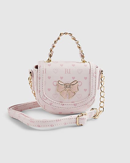 Girls Pink Monogram Cross Body Bag