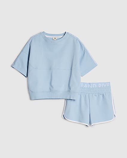 Girls Blue RI Waistband T-Shirt Set