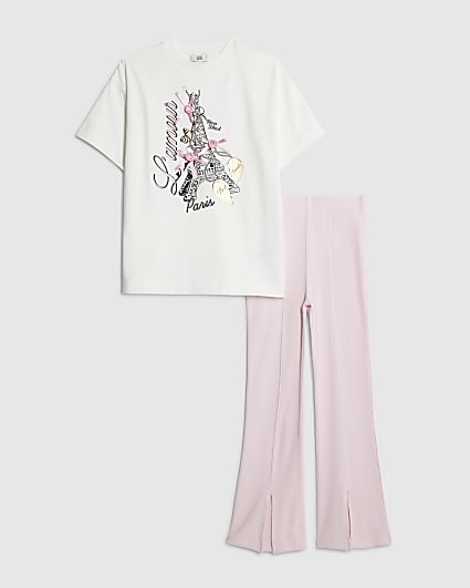 Girls White L'amour Paris T-Shirt Set