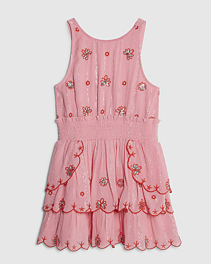 Girls Pink Floral Beach Dress