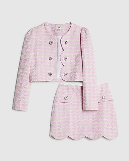 Girls Pink Scallop Skirt Set
