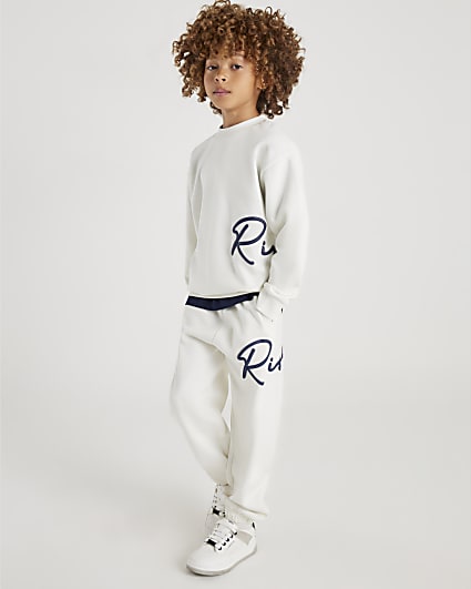 Boys Cream River Branded Sweatshirt Set