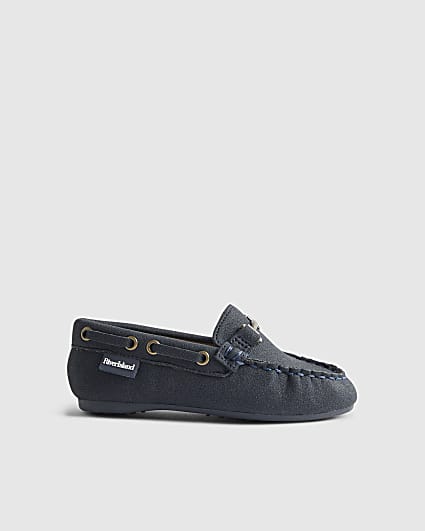 Mini Boys Navy Snaffle Loafers