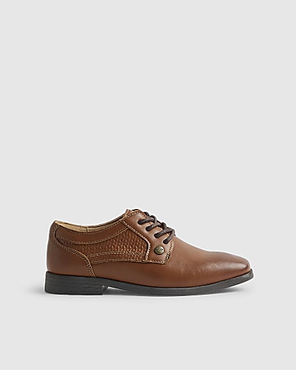 Boys Brown Faux Leather Point Shoes