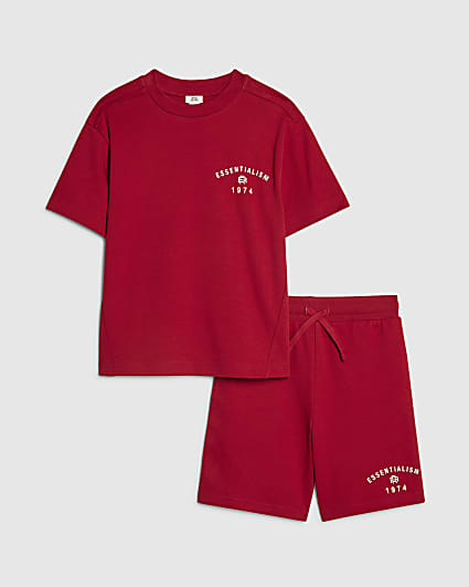 Boys Red Essentialism T-Shirt Set