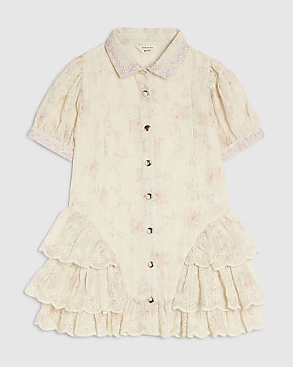 Mini Girls Yellow Floral Shirt Dress