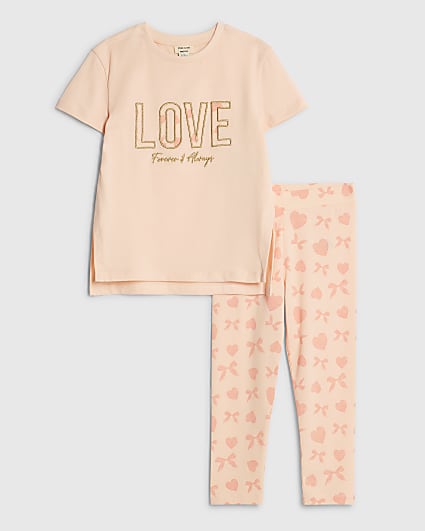 Mini Girls Pink Love T-Shirt Set