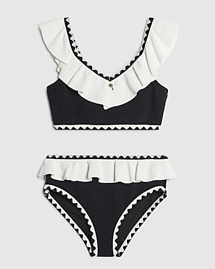 Gils Black Gold Textured Frill Bikini Set