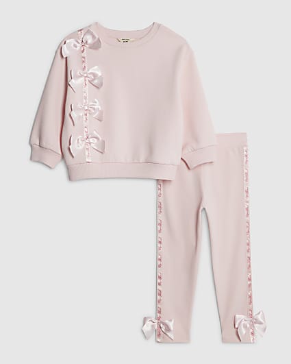 Mini Girls Pink RI Bow T-Shirt Set