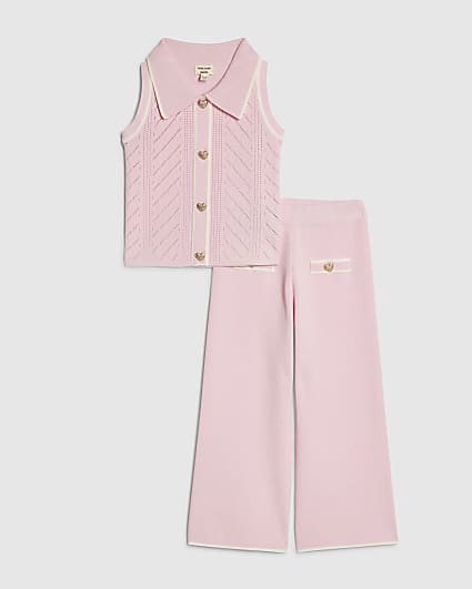 Mini Girls Pink Polo Top Set