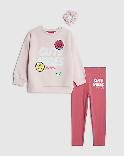 Mini Girl Pink Cute Vibes Sweatshirt Set
