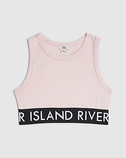 Girls Pink Cropped Tank Top