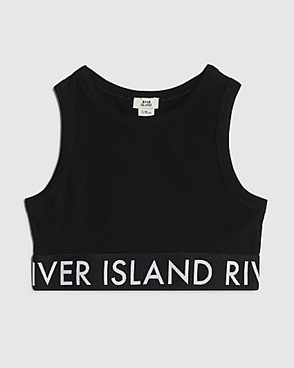 Girls Black RI Crop Tank Top