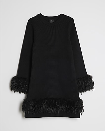 Girls Black Feather Dress