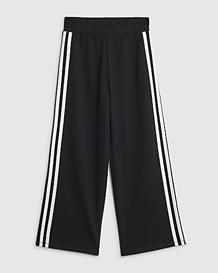 Girls Black Side Stripe Tracksuit Bottoms