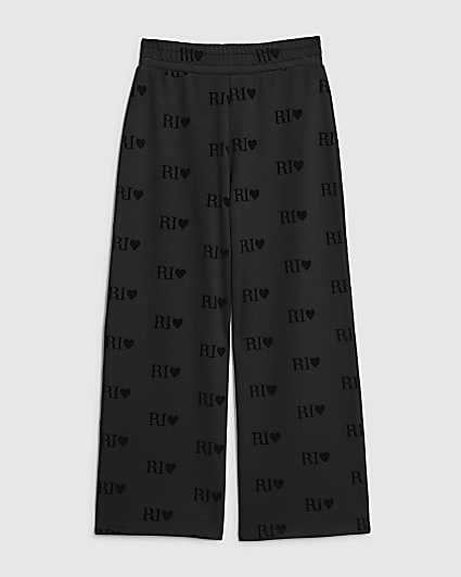 Girls Black RI Heart Tracksuit Bottoms