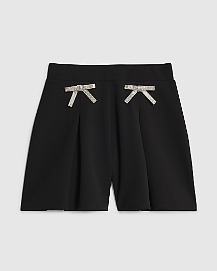 Girls Black Bow Shorts