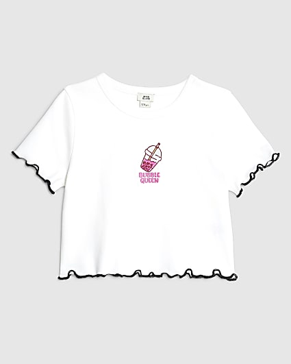 Girls White Bubble Queen Baby T-Shirt