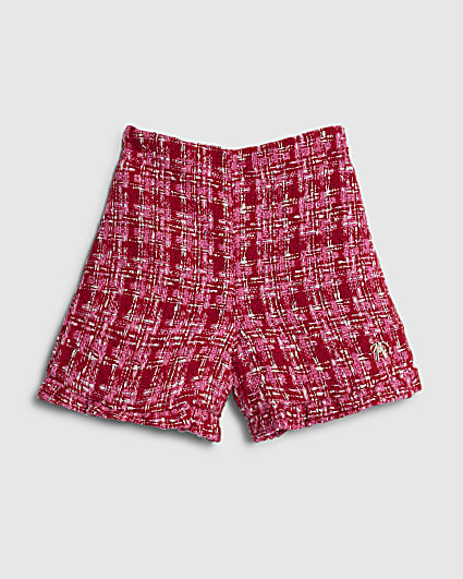 Mini Girls Pink Boucle Frill Shorts