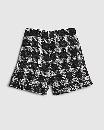 Mini Girls Black Boucle Frill Shorts