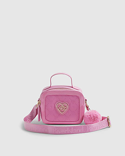 Girls Pink Monogram Cross Body Bag