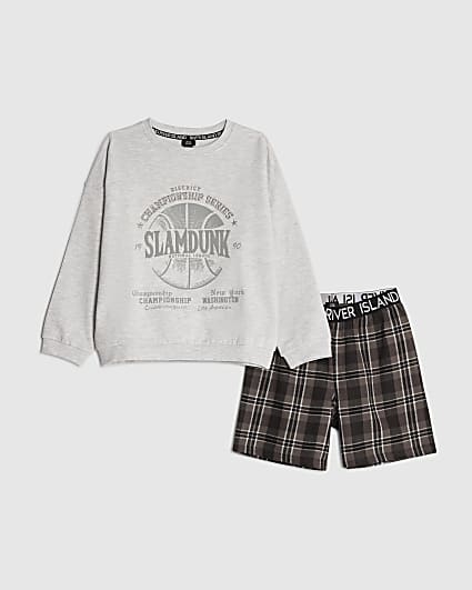 Boys Grey Slam Dunk Sweatshirt Pyjama Set