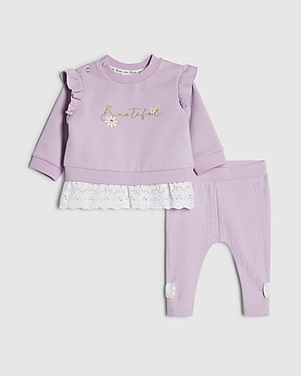 Baby Girls Purple Beautiful Sweatshirt Set