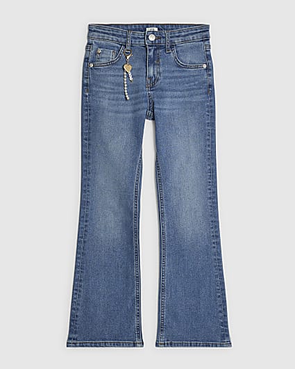 Girls Blue Flared Keyring Jeans