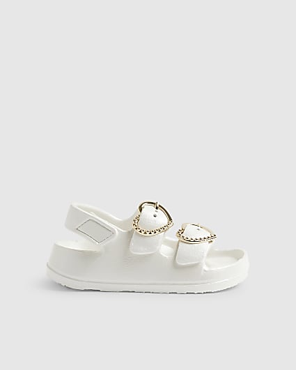 Mini Girls White Double Strap Moulded Sandals