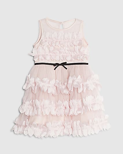 Mini Girls Pink Tiered Tulle Dress