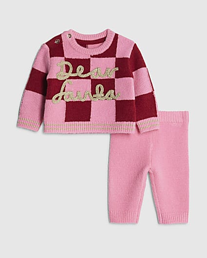 Nephthys Baby Girls Pink Santa Jumper set