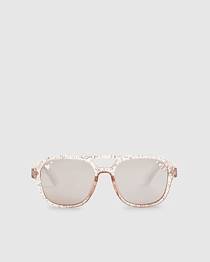 Mini Girls Pink Glitter Aviator Sunglasses
