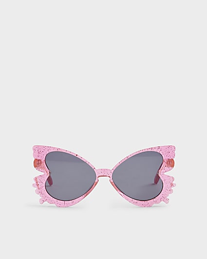 Mini Girls Pink Confetti Butterfly Sunglasses